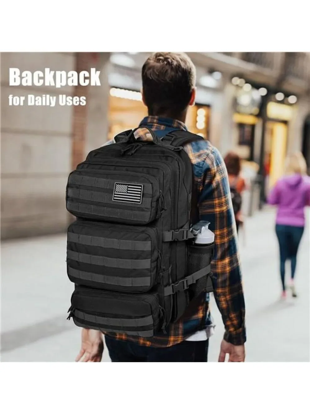 Tactical Military Backpack 50L Black Molle Hiking Bug Out Bag for Men Heavy Duty